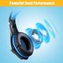 TURN RAISE Upgraded 3.5mm Stereo Gaming Headset for PS4, PC, Xbox One Controller, LED Light, Noise Cancelling Over Ear Headphones with Mic, PS4 Headset for Laptop, PC, Tablet, Smartphones (Blue)