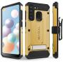 Evocel Galaxy A21 Explorer Series Pro with Glass Screen Protector and Belt Clip Holster for The Samsung Galaxy A21, Gold