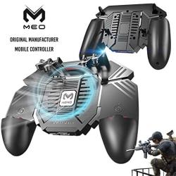 MEO Mobile Controller for iPhone and Android with 4000mAh Power Bank and Cooling Fan, PUBG Mobile Controller [ 6 Finger ] with L1R1 L2R2 Aim and Shoot Triggers Joystick Remote Grip-Black