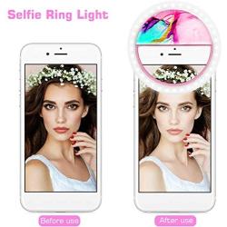 Selfie Ring Light, Hennaja Rechargeable Portable Clip-on Selfie Fill Light with 36 LED for iPhone/Android Smart Phone Photography, Camera Video, Girl Makes up (1 Pack,1-Splash Ink)