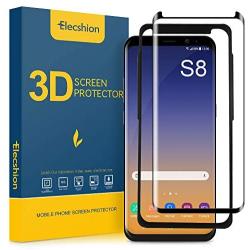 Galaxy S8 Screen Protector Tempered Glass, Elecshion 3D Curved Tempered Glass Dot Matrix Screen Protector for Samsung S8 with Easy Installation Tray (Case Friendly)