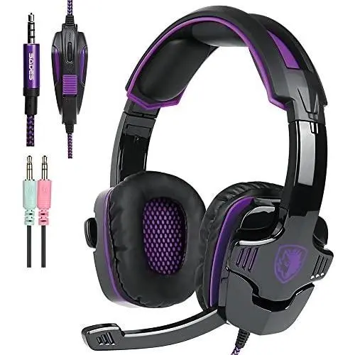 PS4 Gaming Headset with Mic Volume Control, SADES SA930 Stereo Headphone Compatible Mac PC Laptop Tablet Smartphone by AFUNTA-Black/Purple PS4 Gaming Headset with Mic Volume Control, SADES SA930 Stereo Headphone Compatible Mac PC Laptop Tablet Smartphone by AFUNTA-Black/Purple