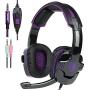PS4 Gaming Headset with Mic Volume Control, SADES SA930 Stereo Headphone Compatible Mac PC Laptop Tablet Smartphone by AFUNTA-Black/Purple