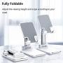 Adjustable Cell Phone Stand, Foldable Desktop Cell Phone Holder Cradle Dock Holder, Phone Stand for iPhone and All Smart Phones and Tablets(White)