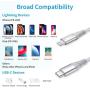 ESR USB C to Lightning Cable, [0.6ft MFi-Certified], Braided Nylon Power Delivery Fast Charging for iPhone SE/11/11 Pro/11 Pro Max/XR/XS Max/XS/X, for Use with Type-C Chargers, Silver