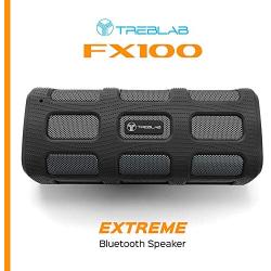 TREBLAB FX100 - Extreme Bluetooth Speaker - Loud, Rugged for Outdoors, Shockproof, Waterproof IPX4, Built-In 7000mAh Power Bank, HD Audio w/ Deep Bass, Portable Wireless Blue Tooth Microphone Mic