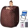 Portable Personal Sauna 2L Home Steam Sauna Tent Folding Indoor Sauna Spa Weight Loss Detox with Remote Control, Timer, Foldable Chair (Coffee)