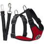 SlowTon Dog Car Harness Plus Connector Strap, Multifunction Adjustable Vest Harness Double Breathable Mesh Fabric with Car Vehicle Safety Seat Belt
