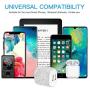 SAVORI Dual USB Wall Charger, Bling Rhinestones Wall Charger Plug Power Adapter with USB 3-in-1 Multi Charging Cable Compatible with iPhone iPad Android Type C Phones (White)