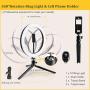 JACKYLED 10" Selfie Ring Light with 2 Tripod Stand & 2 Phone Holder for Makeup Live Stream Dimmable Ring Light Kit Remote Shutter for Photography Compatible for iPad/iPhone/Android