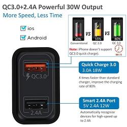 Fast Charge 3.0 USB Charger, Pofesun 4Pack 30W QC 3.0 USB Wall Charger Adapter Adaptive Fast Charging Block Compatible Samsung Galaxy S10 S9 S8 Plus S7 S6 Note 8 9 10,iPhone,LG,Wireless Charger-Black