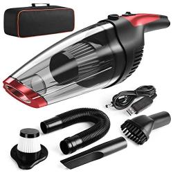 Solpuo Handheld Vacuum, Car Vacuum Cleaner, Powerful Suction Portable Vacuum Cleaner for Home and Car Cleaning, Lightweight Hand Wireless Vacuum Cleaner Powered by USB Quick Charge Tech - Red