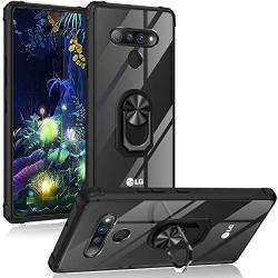 UCC LG Stylo 6 Case with Tempered Glass Screen Protector, Stylo 6 Case Kickstand Clear [Military Grade ] 15ft. Drop Tested Protective Cover for LG Stylo 6 Phone. (Black)