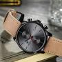 GOLDEN HOUR Mens Fashion Sport Quartz Watches with Leather Strap Waterproof Chronograph Watch, Auto Date in Blue/Red Hands, Color: Black, Brown