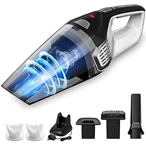 Homasy 8Kpa Portable Handheld Vacuum, Hand Vacuum Cordless with Powerful Cyclonic Suction, Rechargeable 14.8V Li-ion with Quick Charge Tech, Wet Dry Vac Cleaner for Car Pet Hair Dust Gravel Cleaning