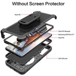 BENTOBEN Samsung Galaxy S20 Plus Case, Shockproof Heavy Duty Kickstand Swivel Belt Clip Holster Hybrid Full Body Rugged Protective Phone Cases Cover for Samsung Galaxy S20+ / 5G 6.7" (2020), Black