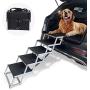 Heeyoo Folding Dog Car Steps, Portable Aluminum Fram Large Dog Stairs for High Beds, Trucks, Cars and SUV, Lightweight Foldable Pet Ladder Ramp with Nonslip Surface Can Support 150-200 Lbs Large Dog