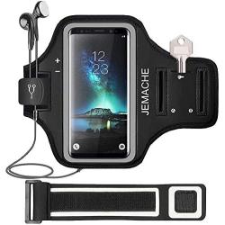 Galaxy S20/S10/S9/S8 Armband, JEMACHE Gym Running Exercises Workouts Phone Arm Band for Samsung Galaxy S20 S10 S9 S8 S7 Edge with Key Holder (Black)