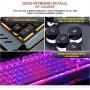 3-color optional keyboard, RGB LED backlight mechanical gaming keyboard, with mobile phone holder, suitable for industrial, office, (White)