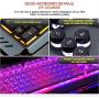 3-color optional keyboard, RGB LED backlight mechanical gaming keyboard, with mobile phone holder, suitable for industrial, office, (White)