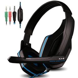 AFUNTA Gaming Headset Compatible PS4 PC Smart Phone Laptop Tablet Mobilephones MP3 MP4,OVAN X1-S 4 Pin 3.5mm Jack Multi Function Game Headphones with Mic