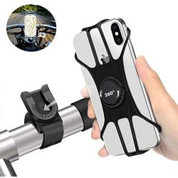 Bike Phone Mount, Detachable 360° Rotation Motorcycle Phone Mount, Adjustable Universal Silicone Handlebar Cradle Fits for iPhone 11 Pro Max/XR/XS/8/7/6/6 Plus, Samsung S20/S10/S9