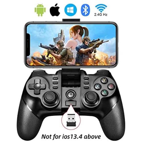Vbepos Mobile Game Controller 2.4G Wireless Gamepad Bluetooth Gaming Joystick Compatible with iPhone iOS/Android Phone/PC Windows/Smart TV/TV Box/ PS3 - Black