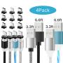 Magnetic Charging Cable, 4 pcs 3 in 1 Magnetic Phone Charger Cable LED Flowing USB Fast Magnetic Charger Nylon Braided Cord Compatible with Micro USB Type C iProduct 2 x 3.3ft 2 x 6.6ft