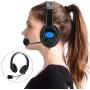 CiCiglow Wired Gaming Chat Headset with Noise-Cancellation Microphone, 3.5mm ABS Lightweight Computer Mobile Phone Over Ear Headphone for PS4(Blue)