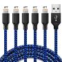 5Pack 6FT iPhone Charger Lightning Cables, Mfi Certified Charging Cable USB Syncing Data&High-Speed Nylon Braided Cord Cable Compatible 11 Pro Max XR XS X 8 8 Plus 7 7 Plus 6s 6sPlus iPad iPod & More