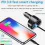 4 in 1 USB C Car Charger 36W USB Cigarette Lighter Socket Splitter Adapter with 3 USB 12V/24V Dual USB Type C PD Fast Car Charger Adapter for iPhone 11/Xs/Max/XR,iPad Pro/Mini,Samsung Galaxy Note9