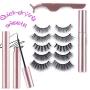 3D faux Mink Magnetic False Eyelashes 5 Pairs Waterproof Magnetic Eyelashes and Magnetic Eyeliner Kit false lashes with No Glue Reusable fake Eyelashes for Natural Look