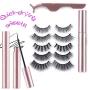 3D faux Mink Magnetic False Eyelashes 5 Pairs Waterproof Magnetic Eyelashes and Magnetic Eyeliner Kit false lashes with No Glue Reusable fake Eyelashes for Natural Look