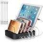 Charging Station for Multiple Devices - 5 Port Cell Phone USB Charger Hub - Quick Charge Multi Phones, Tablet, iPhone, ipad, Kindle and Other Electronic Device Simultaneously