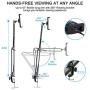 AboveTEK Ultra Long Arm Phone Stand – Portable Tablet Mount – 360 Angle Bracket & Wobble Free 42” Adjustable Metal Locking Arm Stand Transforms 4.5-13.5” Device into Hands Free Work & Media Centers