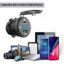 PD Type C USB Car Charger Socket and QC 3.0 Quick Charger 12V/24V Car Power Outlet Waterproof Socket 64W Dual USB Charger Socket Power Delivery 36W for Motorcycle Marine Boat RV ATV (Type C+ QC3.0(G))
