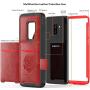 Galaxy S9 Plus Case,Slim Fit Premium Leather Samsung Galaxy S9 Plus Wallet Case Card Slots Shockproof Folio Flip Protective Defender Shells for Samsung Galaxy S9 Plus - Red