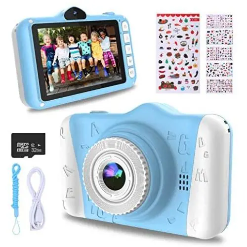 WOWGO Kids Digital Camera - 12MP Childrens Camera with Large Screen for Boys and Girls, 1080P Rechargeable Electronic Camera with 32GB TF Card WOWGO Kids Digital Camera - 12MP Childrens Camera with Large Screen for Boys and Girls, 1080P Rechargeable Electronic Camera with 32GB TF Card