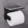 VAEHOLD Self Adhesive Toilet Paper Holder with Phone Shelf SUS 304 Stainless Steel Wall Mounted Toilet Paper Roll Holder - Rustproof and Bathroom Washroom Tissue Roll Holder with Shelf - Black VAEHOLD Self Adhesive Toilet Paper Holder with Phone Shelf SUS 304 Stainless Steel Wall Mounted Toilet Paper Roll Holder - Rustproof and Bathroom Washroom Tissue Roll Holder with Shelf - Black