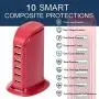 6-Port USB Wall Charger Desktop Charging Station Quick Charge 2.1,Compatible with Tablets Smartphones and More(Coral red) 6-Port USB Wall Charger Desktop Charging Station Quick Charge 2.1,Compatible with Tablets Smartphones and More(Coral red)