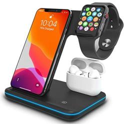 Wireless Charger 3 in 1 Charging Station for Latest Airpods iPhone and iWatch, Wireless Compatible with iPhone 11 Series/XS MAX/XR/XS/X/8/8Plus/ Apple Watch Charger 5 4 3 2 1 Airpods 3 2 1/Samsung