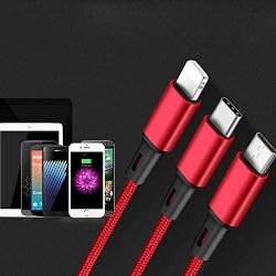 Multi USB Cable-ZACTEK- Charging Cable Nylon Braided(4.0ft) 3 in 1 USB Charger Cable for Mobile Phones Tablets and More (red)