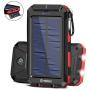 Solar Charger 20000mAh, Portable Phone Charger Mobile Power Bank, Camping Waterproof External Backup Battery Power Pack Dual USB with 2 LED Flashlight for Cell Phone and Other Electronic Devices