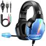 Gaming Headset PS4, Deep Bass Surround Sound Stereo Xbox One Headset, Beexcellent Gaming Headset with Microphone, LED Light & Noise Isolation, PS4 Gamer Headset Compatible with PC, PS4, Xbox One