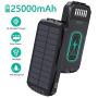 Solar Charger 25000mAh, Solar Power Bank with Qi Wireless Charger and 2-USB Outputs & 2 Inputs, Portable External Battery Pack with Flashlight for Camping Outdoor