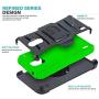 CasemartUSA Phone Case for [Nokia C2 Tennen/Nokia C2 Tava (Cricket Wireless)], [Refined Series][Green] Shockproof Cover with Built-in Kickstand & Belt Clip Holster for Nokia C2 Tennen / C2 Tava