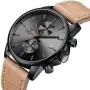 GOLDEN HOUR Mens Fashion Sport Quartz Watches with Leather Strap Waterproof Chronograph Watch, Auto Date in Blue/Red Hands, Color: Black, Brown GOLDEN HOUR Mens Fashion Sport Quartz Watches with Leather Strap Waterproof Chronograph Watch, Auto Date in Blue/Red Hands, Color: Black, Brown