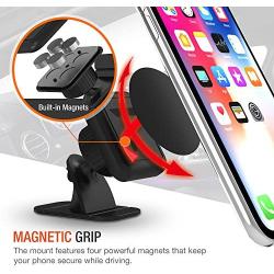 Trianium Magnetic Dash Car Mount Phone Holder Desk Stand for iPhone, Samsung, Moto, Huawei, Nokia, LG and Other Android Smartphones [Stick On Dashboard Holder 3M Adhesive Bendable Base/Metal Plate]