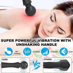 [Upgraded] iDOO Personal Wand Massager, Powerful Handheld Massager with 20 Vibrating Modes 8 Speeds Waterproof Rechargeable Cordless Massager for Back Neck Shoulder Sports Recovery, Black