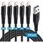 5 Pack iPhone Charger Cable 10 Foot, Black 10 ft Long iPhone Charger/ 10 Feet Fast Charger Lightning Cable with iPhone 11/ Xs max/xr/x/8/8 Plus/7/7 Plus/6/6s Plus/5s/5